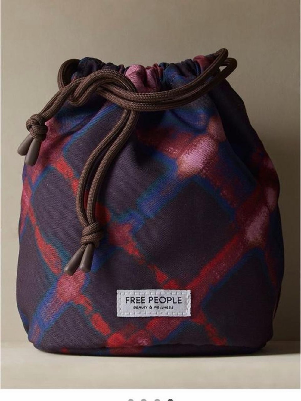 NEW Free People purple plaid drawstring makeup cosmetic toiletrie bag